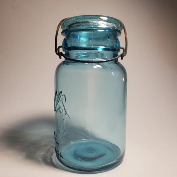 BALL Ideal Canning / Mason Jar 1 Quart Aqua Blue Mold #4 Vintage 1923 To 1933 - Picture 8 of 13